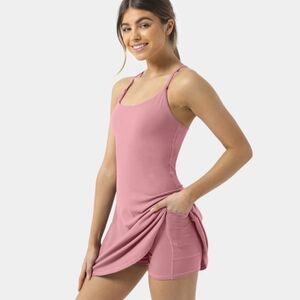 Halara Softlyzero Plush Backless Active Dress - Pink Lemonade (M) NWT